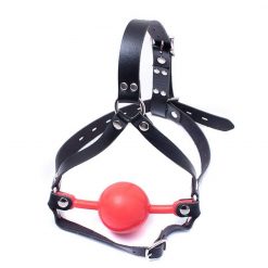 48mm bola mordaça boca aberta couro do plutônio cabeça arnês bondage silicone gag com bloqueio adulto jogos bdsm brinquedos sexuais para casal mulher BDSM Mordaça