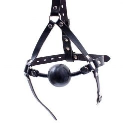 48mm bola mordaça boca aberta couro do plutônio cabeça arnês bondage silicone gag com bloqueio adulto jogos bdsm brinquedos sexuais para casal mulher BDSM Mordaça
