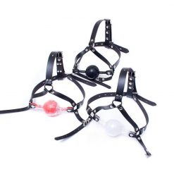 48mm bola mordaça boca aberta couro do plutônio cabeça arnês bondage silicone gag com bloqueio adulto jogos bdsm brinquedos sexuais para casal mulher BDSM Mordaça