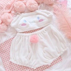 Conjunto de roupa íntima rosa e branco bloomers Vestuário
