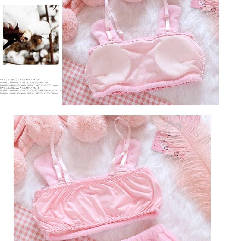 Conjunto de roupa íntima rosa e branco bloomers