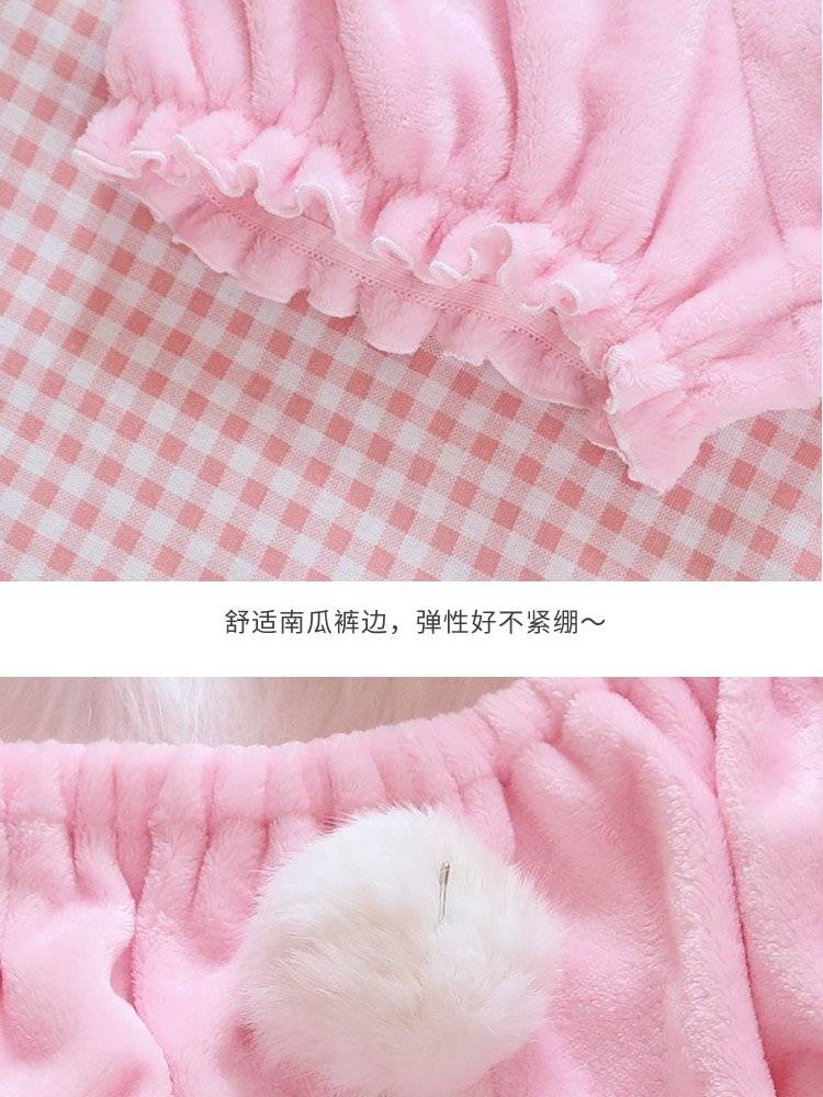 Conjunto de roupa íntima rosa e branco bloomers