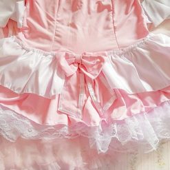 Vestido Lolita Rosa Fantasia Mini Saia Cosplay Sissy Maid Vestuário