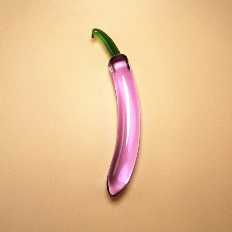 Vibrador de vidro de cristal rosa bonito forma frutas vaginal anal butt plug auto conforto masturbador brinquedos sexuais para a mulher anal brinquedos