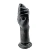 Dildo braço grande em formato de punho fechado preto com base de ventosa
