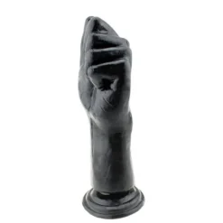 Dildo braço grande em formato de punho fechado preto com base de ventosa