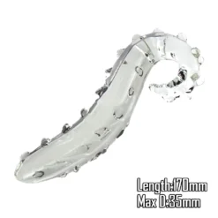 Dildo de vidro pyrex em forma de tentáculo com gomos em relevo