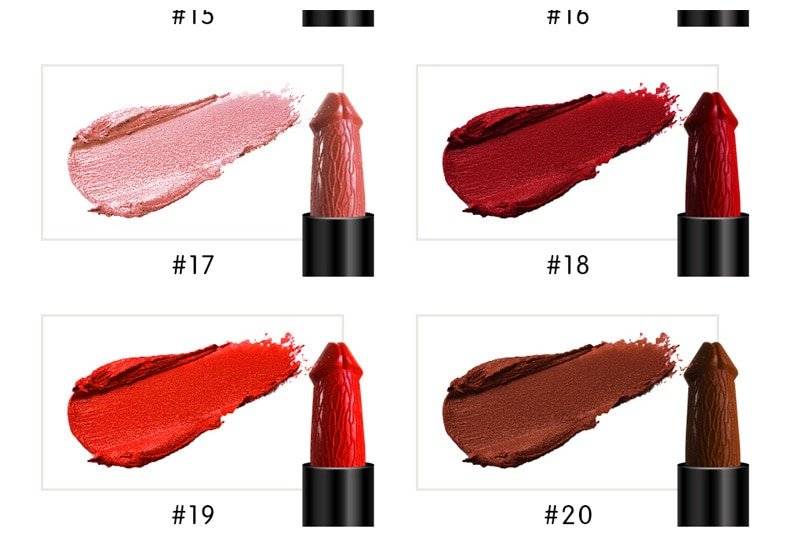 Cores Forma Pênis 20 Matte Batom Umidade de Longa Duração À Prova D' Água Preto Batom Vermelho Lábio Cosméticos Nu batom Lipgloss