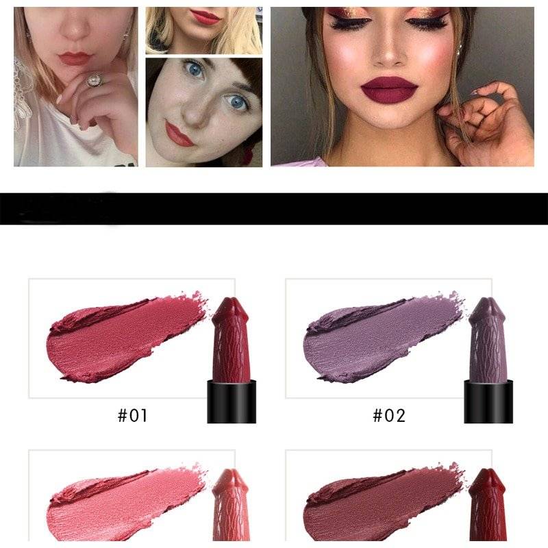 Cores Forma Pênis 20 Matte Batom Umidade de Longa Duração À Prova D' Água Preto Batom Vermelho Lábio Cosméticos Nu batom Lipgloss