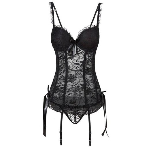 CINOON New Sexy Hollow Corset Women Underwear Lace Up Body Bustier Overbust Mesh Breathable Corsets Women’s Lingerie Vestuário