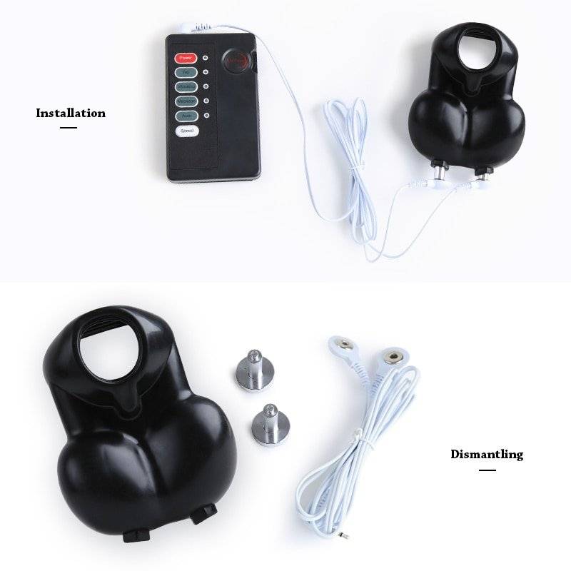 Silicone escroto pênis squeeze pênis mangas choque elétrico masturbador brinquedos sexuais vibra castidade bondage electro estimulador