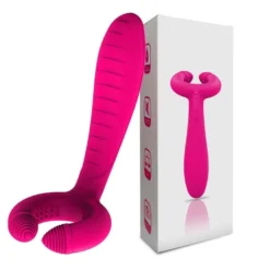 Vibrador triplo G-spot rosa com duas cabeças e a caixa