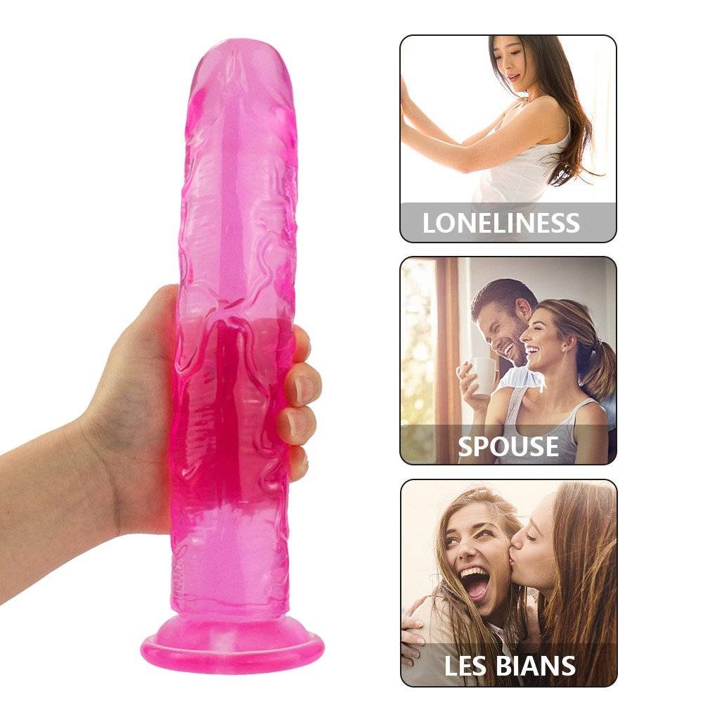 Pênis do vibrador da geléia realista para as mulheres, brinquedos do sexo da mulher do vibrador para adultos ventosa, pênis grande do galo do vibrador anal da vagina para a lésbica