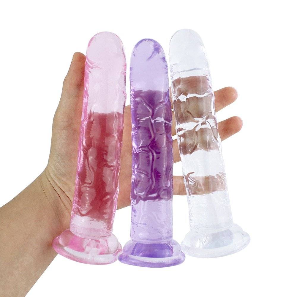 Pênis do vibrador da geléia realista para as mulheres, brinquedos do sexo da mulher do vibrador para adultos ventosa, pênis grande do galo do vibrador anal da vagina para a lésbica