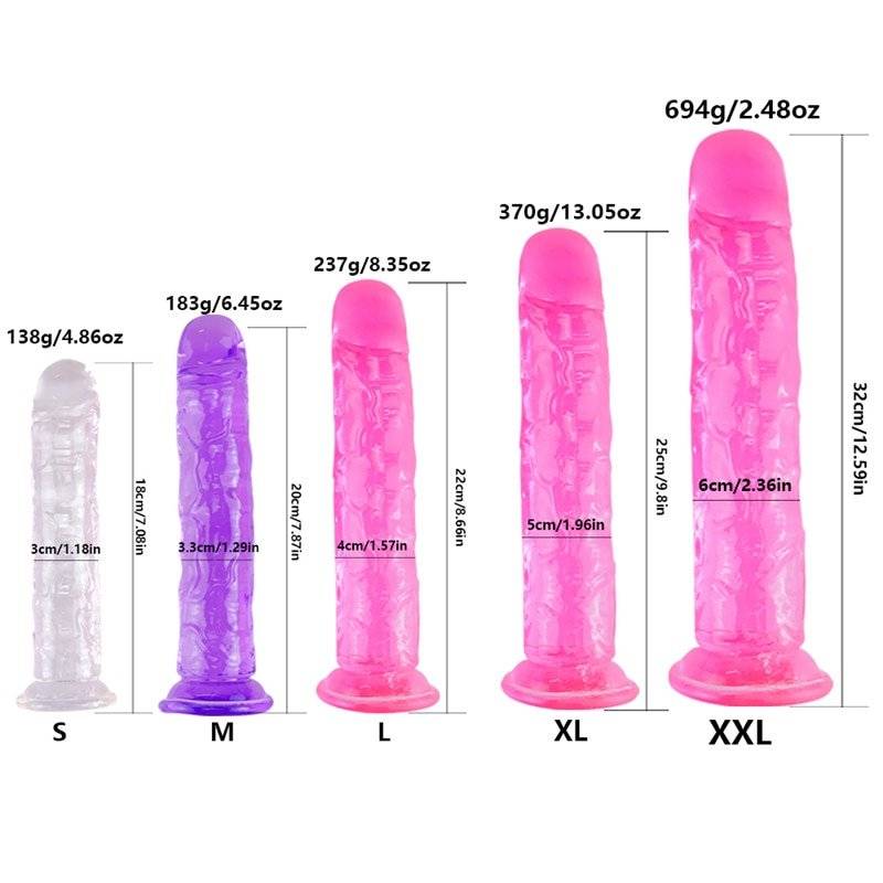 Pênis do vibrador da geléia realista para as mulheres, brinquedos do sexo da mulher do vibrador para adultos ventosa, pênis grande do galo do vibrador anal da vagina para a lésbica