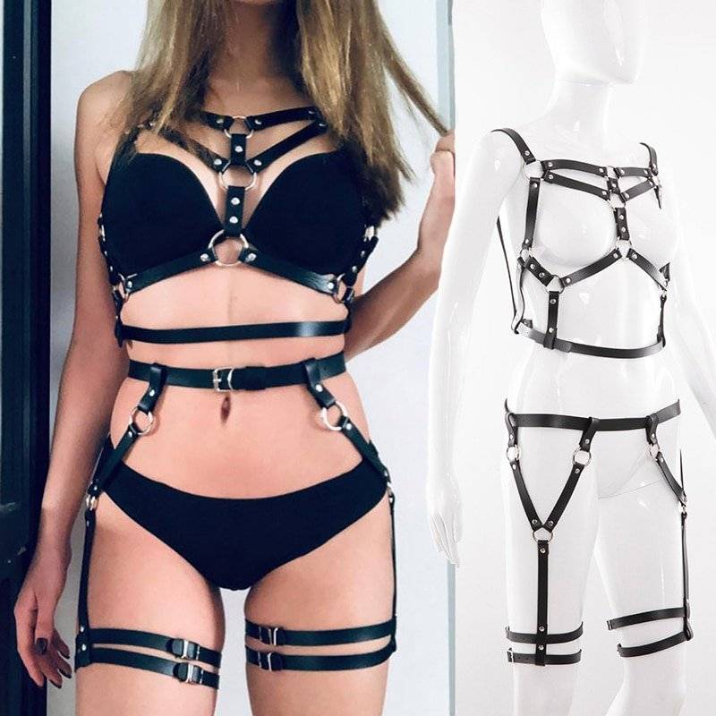 Bdsm bondage corda arnês de couro brinquedos para mulheres adulto jogo roupa sutiã e perna suspensórios correias liga cinto acessórios do sexo conjunto