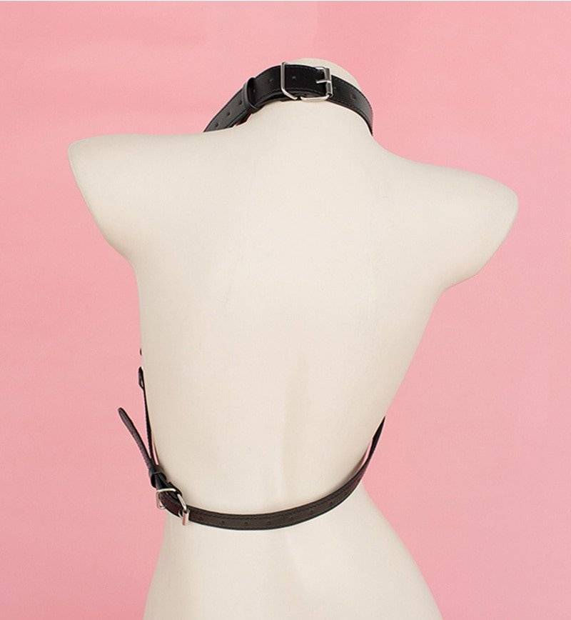 Lingerie de corrente de couro feminino, busto aberto cinto de corpo sutiã de corda de peito, sexy clubwear feminino, cinta de restrições de bondage bdsm