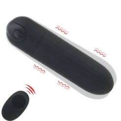 Bullet vibrador preto vibrando com o controle remoto