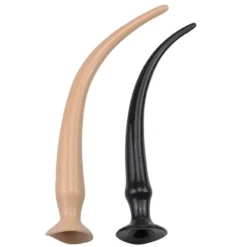 Plug anal longo flexível pele e preto com ventosa na base