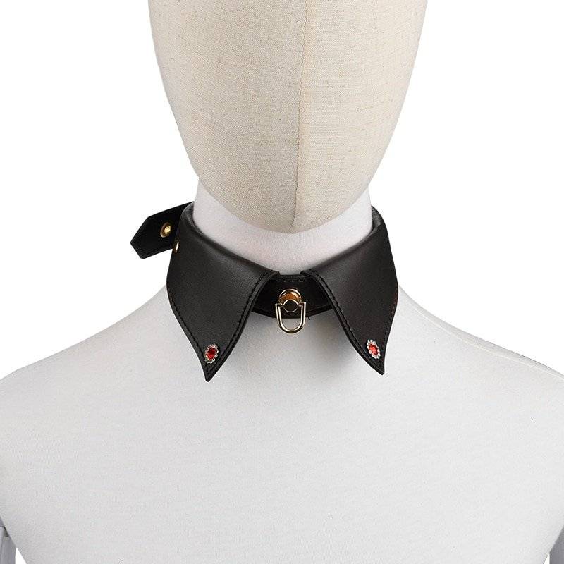 Couro do plutônio coleira de cachorro e coleira pescoço escravidão restrição com corrente de aço adulto escravo traje jogo sm brinquedo sexo para casal