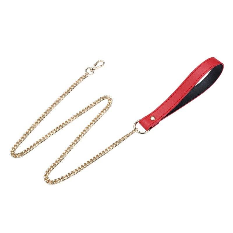 Couro do plutônio coleira de cachorro e coleira pescoço escravidão restrição com corrente de aço adulto escravo traje jogo sm brinquedo sexo para casal