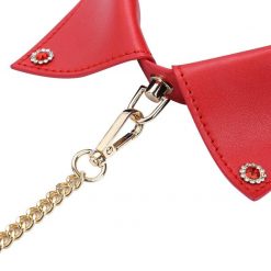 Coleira de Couro com Corrente Gargantilha Elegante Vestuário BDSM Coleira