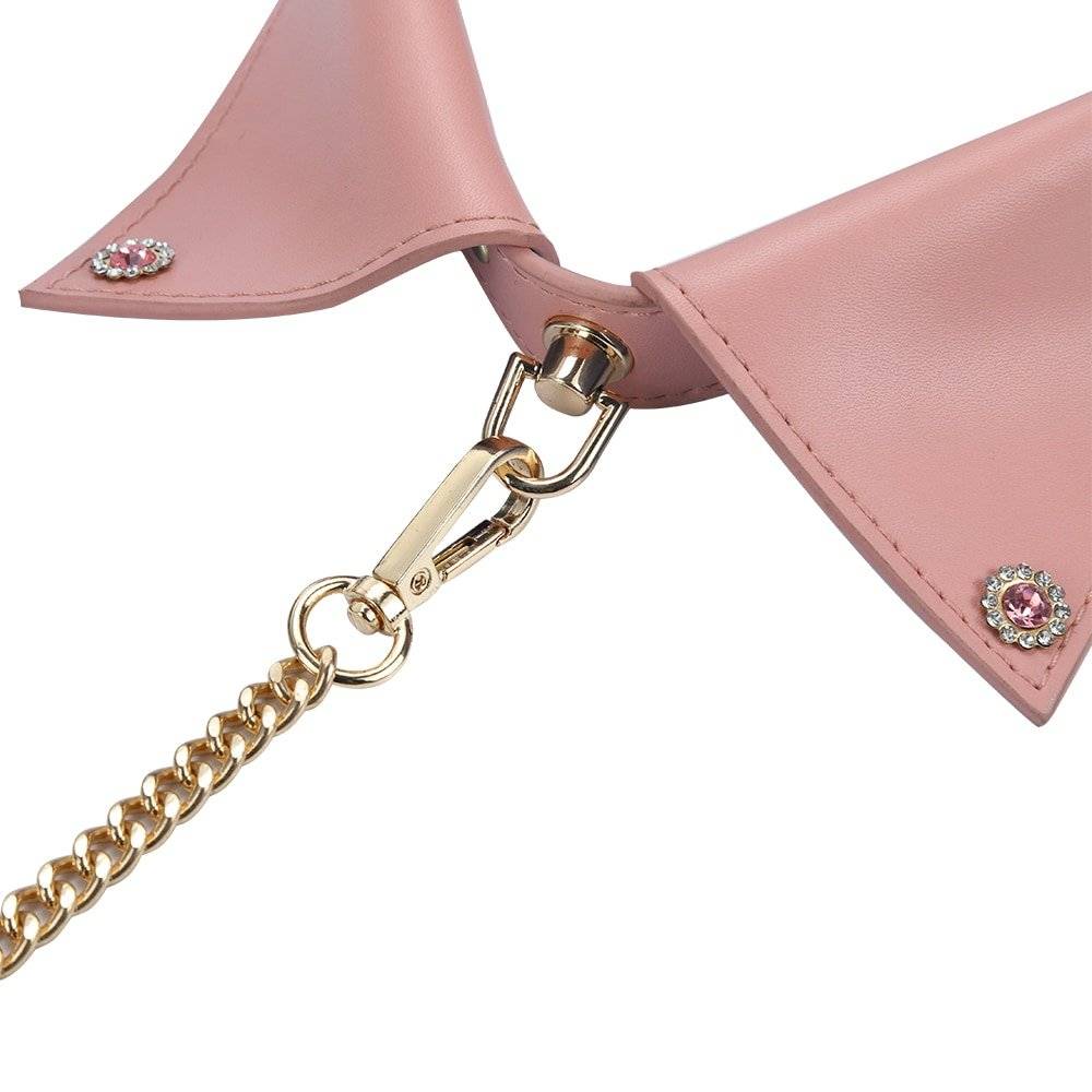 Couro do plutônio coleira de cachorro e coleira pescoço escravidão restrição com corrente de aço adulto escravo traje jogo sm brinquedo sexo para casal