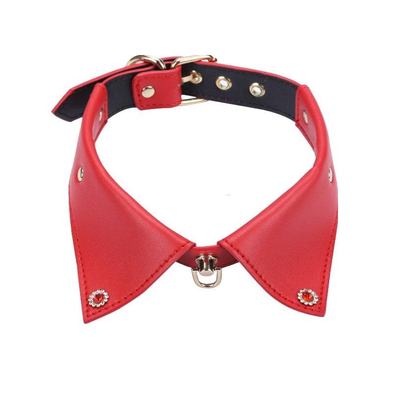 Couro do plutônio coleira de cachorro e coleira pescoço escravidão restrição com corrente de aço adulto escravo traje jogo sm brinquedo sexo para casal