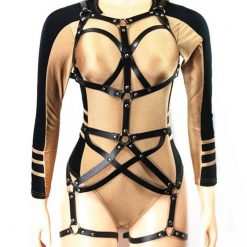 Lingerie de Arnês de Couro Corpo Feminino Harness Full Body Vestuário