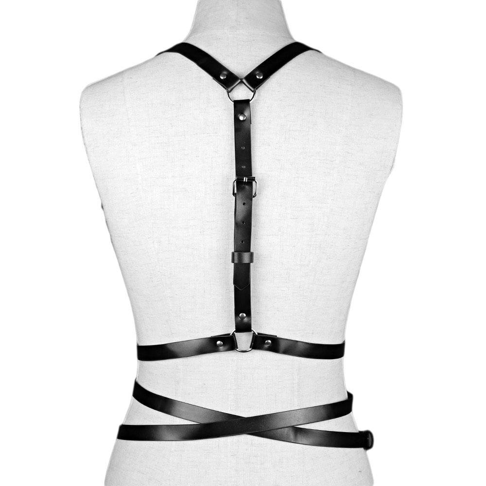 Uyee feminino cinto suspender sexy bondage lingerie conjunto 2 pçs bdsm goth acessórios preto seks liga cintos de alta arnês
