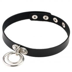 Choker Gargantilha Com Pingente – Colares De Couro E Metal Vestuário Bondage
