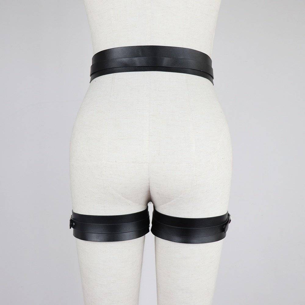 Uyee cinto feminino para estocagem ligas de couro perna sexy cinta corporal arnês punk gótico bondage lingerie gaiola erótico suspender bustiers espartilhos lingerie sexys pornôs meias harness feminino noiva