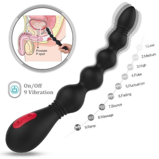 Vibrador Anal Beads Plug Com Gomos Crescentes Inserção Plug anal Estimulador de Próstata Vibradores