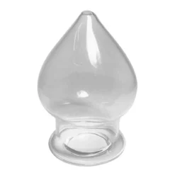 Plug anal de vidro transparente oco, em formato de gota, com base em anel