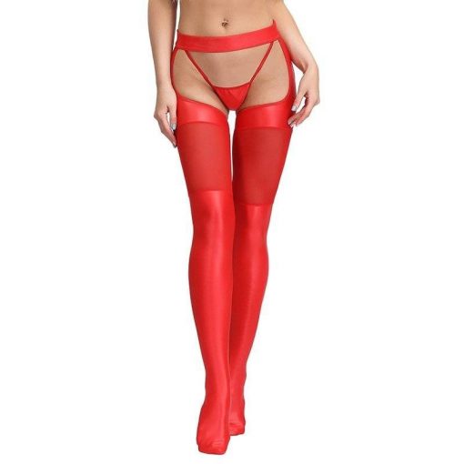 1 par sexy meia coxa meias altas para meias femininas preto vermelho dropship falso meias de couro r80565 Vestuário