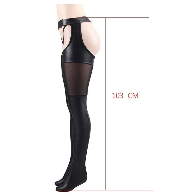 1 par sexy meia coxa meias altas para meias femininas preto vermelho dropship falso meias de couro r80565