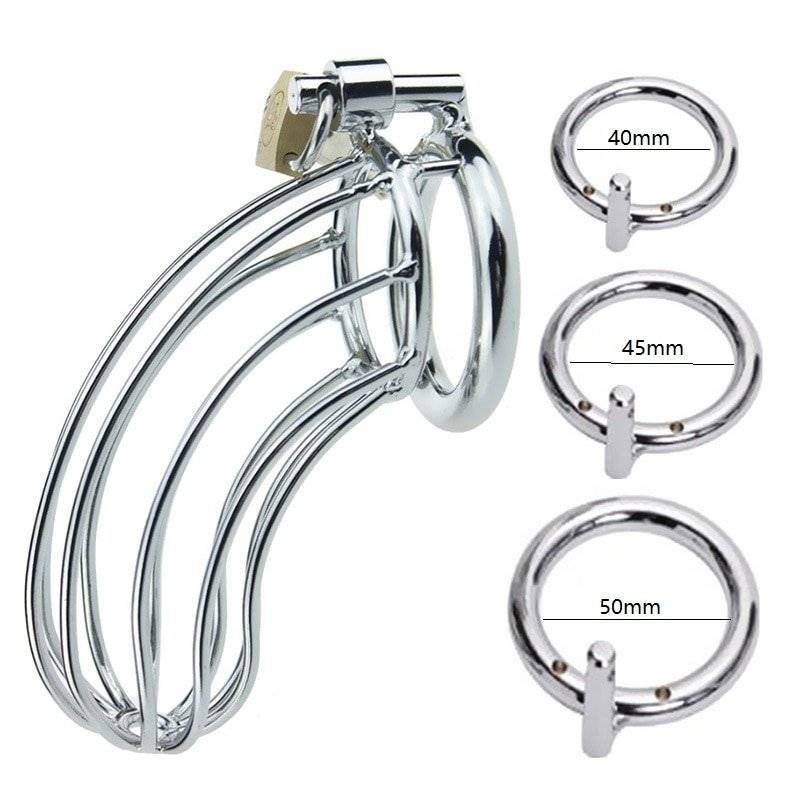 40/45/50mm masculino dispositivo de castidade cinto aço inoxidável metal gaiola retenção pênis sexo brinquedos para homem/gay pênis galo anel adulto jogos