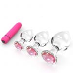Plug de Vidro com Joia Rosa Sexy Erotic Art Inserção Plug anal