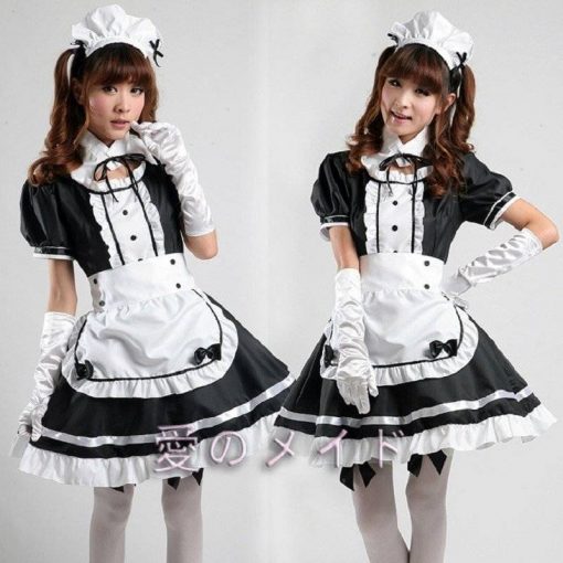 Roupa de empregada feminina doce gothic lolita vestidos anime K-ON! Cosplay traje avental vestido uniformes mais tamanho trajes de halloween Vestuário