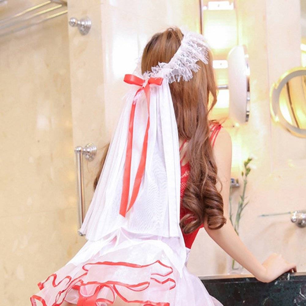 Vestido de Renda Mini Saia e Meias Sexy Lingerie Stripper Fantasia Vestido de Renda Mini Saia e Meias Sexy Lingerie Stripper Fantasia