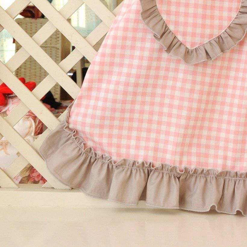 Avental de Cozinha Xadrez com Babados Sexy Princess Sissy Maid Cosplay