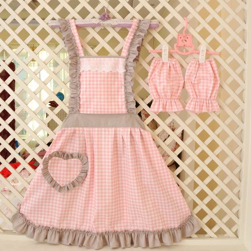 Avental de Cozinha Xadrez com Babados Sexy Princess Sissy Maid Cosplay