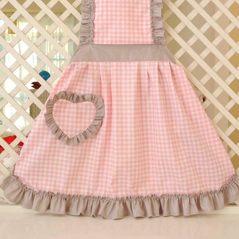 Avental de Cozinha Xadrez com Babados Sexy Princess Sissy Maid Cosplay