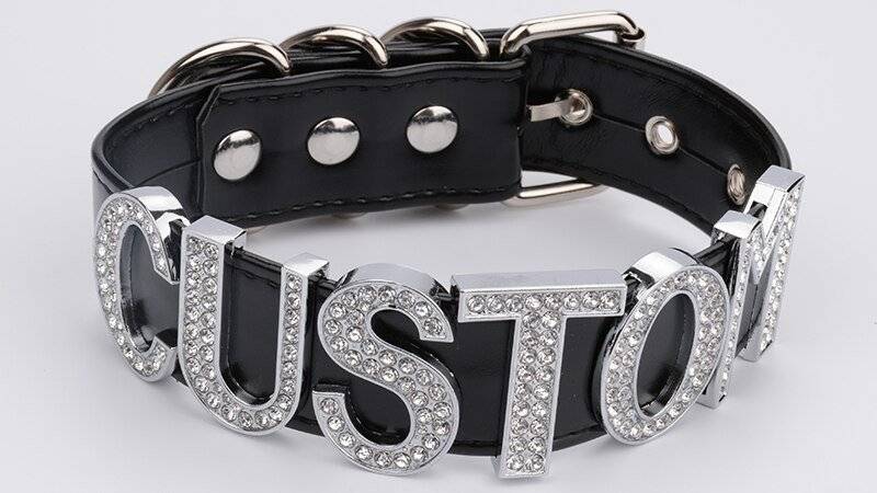 Gargantilha colar de couro do plutônio do punk gótico do rosa da gargantilha do colar das palavras de cristal feitas à mão