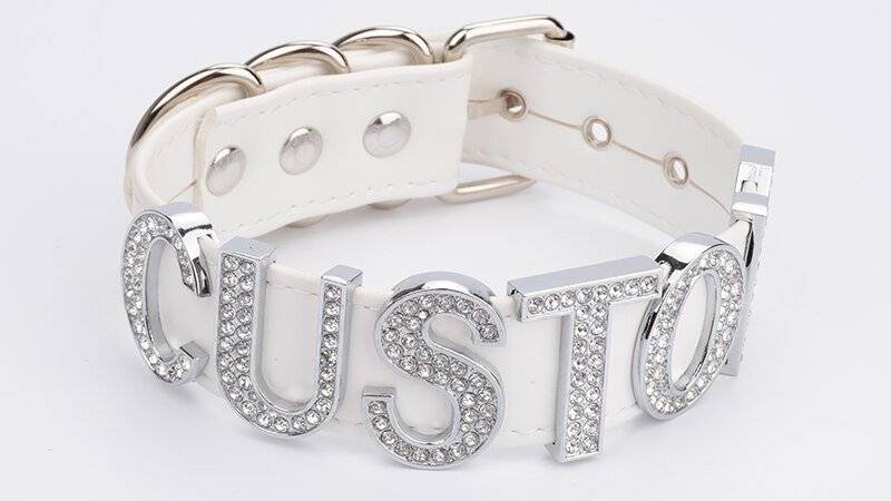 Gargantilha colar de couro do plutônio do punk gótico do rosa da gargantilha do colar das palavras de cristal feitas à mão