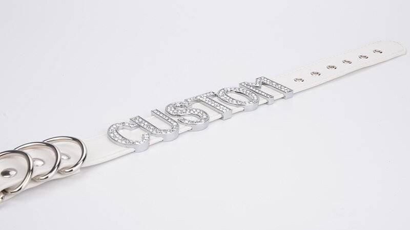 Gargantilha colar de couro do plutônio do punk gótico do rosa da gargantilha do colar das palavras de cristal feitas à mão