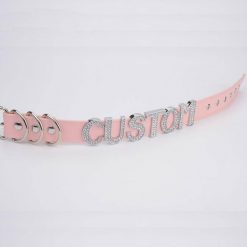 Gargantilhas Customizáveis De Couro Letras Em Metal Vestuário