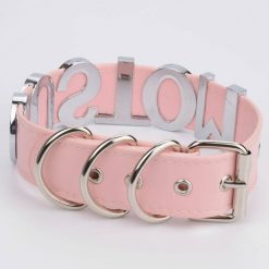 Gargantilhas Customizáveis De Couro Letras Em Metal Vestuário