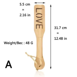 Palmatória de bambu com LOVE entalhado, 31,7 cm e 48 g