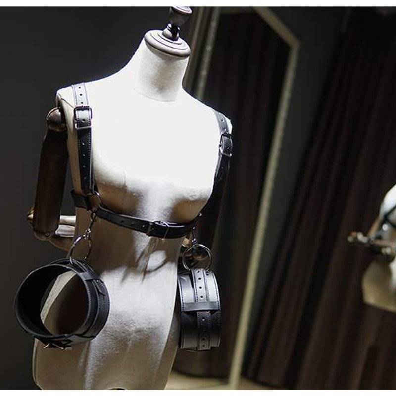 Correia de contenção para coxa, cinta de pele com espalhador de perna aberta, cinto de bondage com punhos do pulso bdsm, brinquedos adultos para posição do sexo